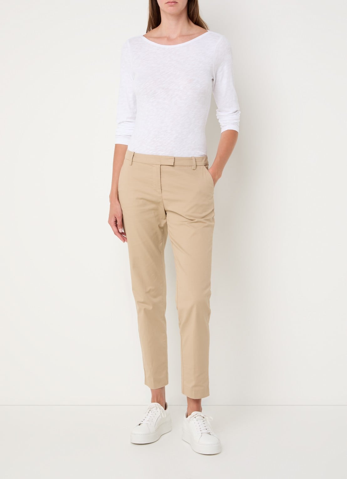 Marc O'Polo Longsleeve met boothals - voorkant 3 wit