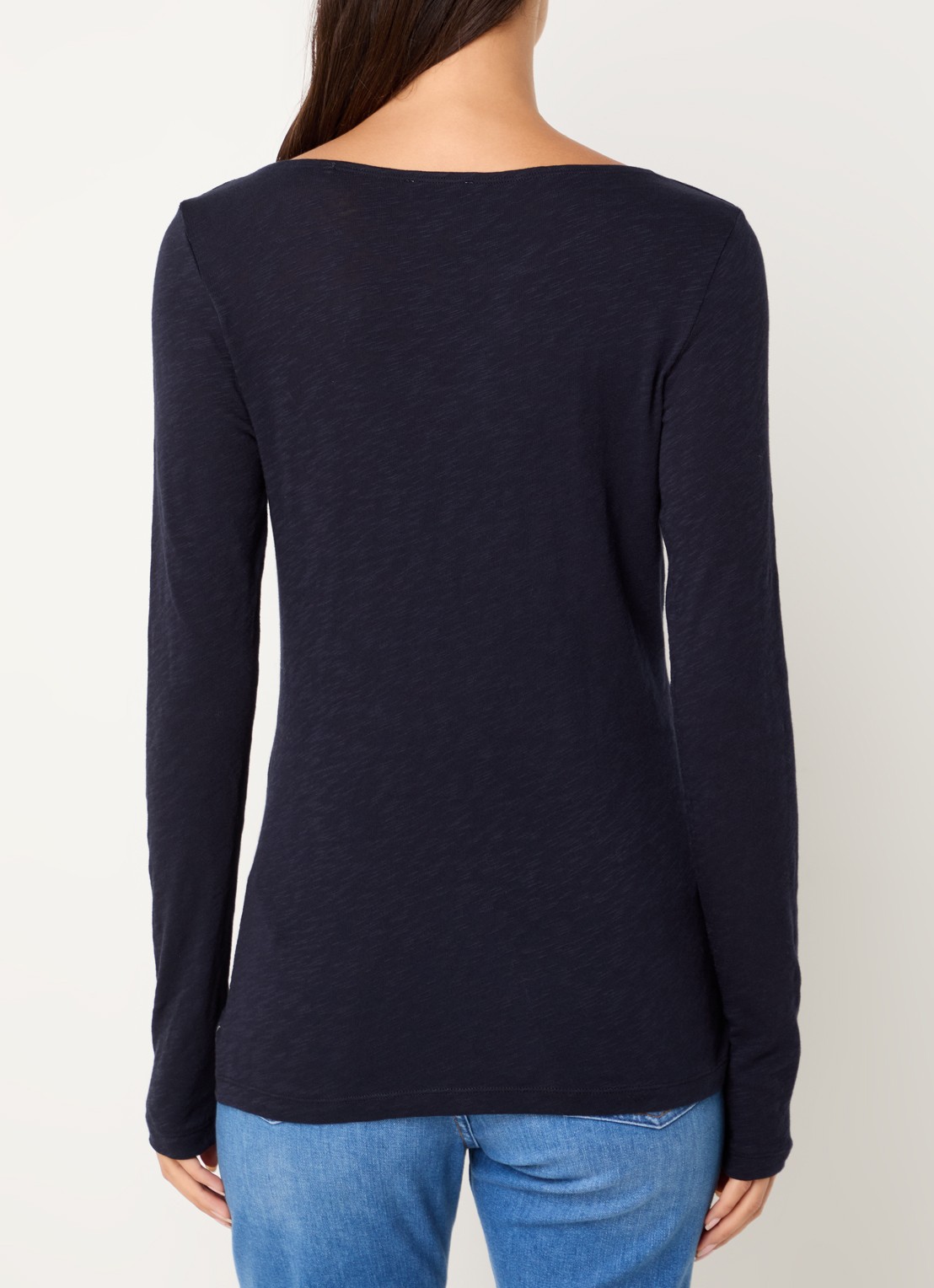 Marc O'Polo Longsleeve met boothals - achterkant 4 donkerblauw