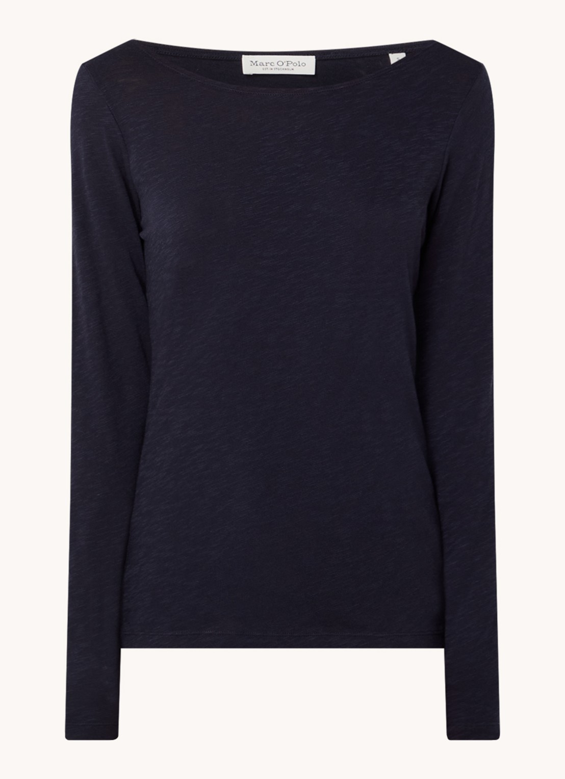 Marc O'Polo Longsleeve met boothals - voorkant donkerblauw