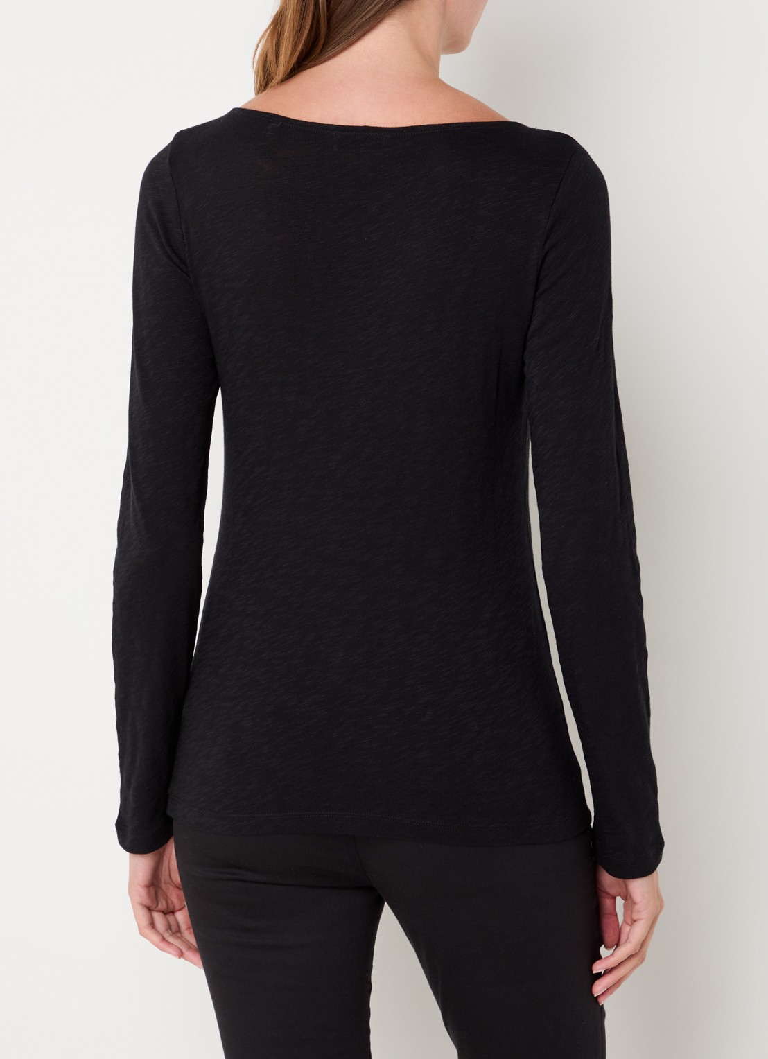 Marc O'Polo Longsleeve met boothals - achterkant zwart