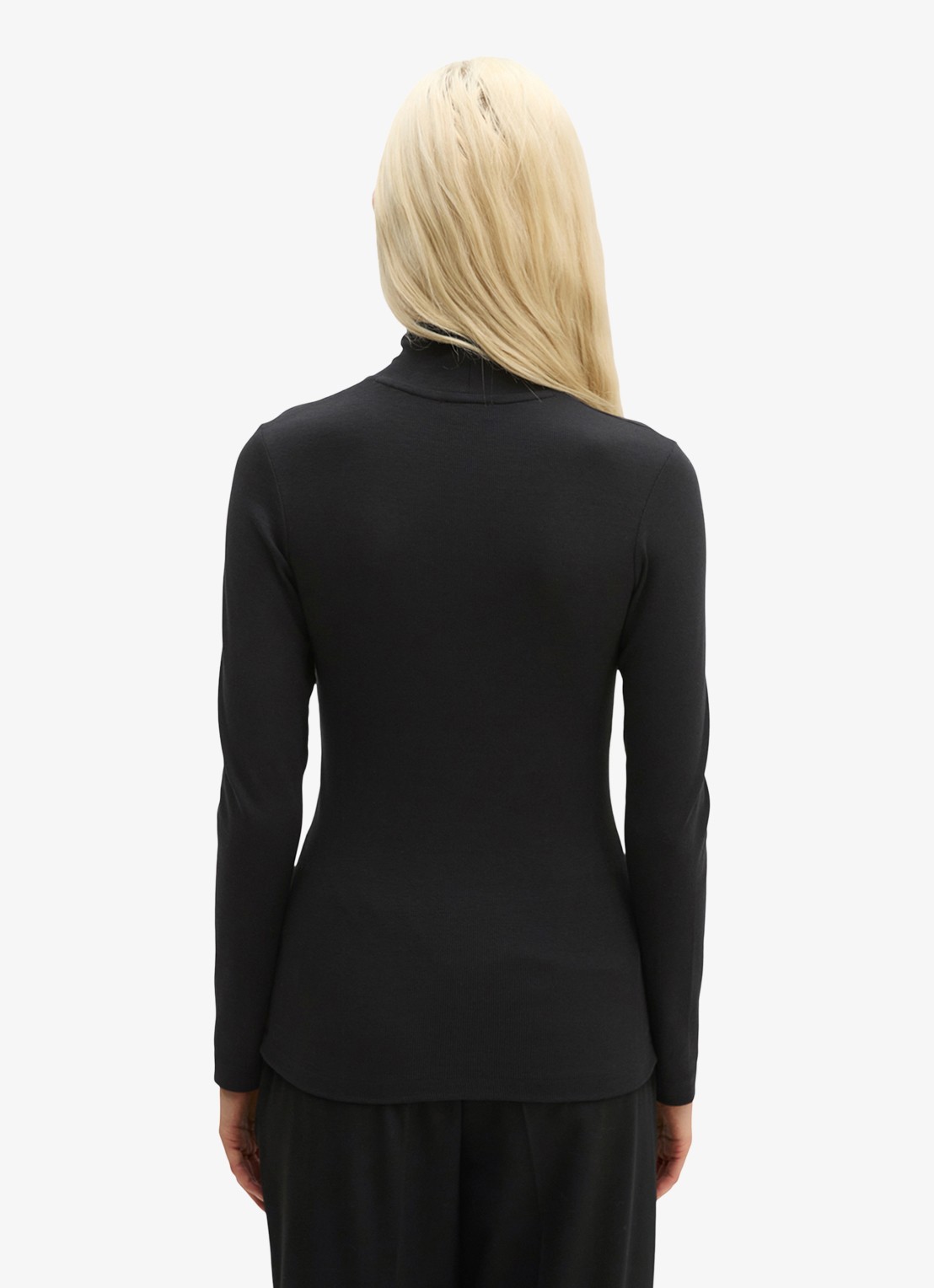 Marc O'Polo Longsleeve met col - achterkant 5 black / zwart