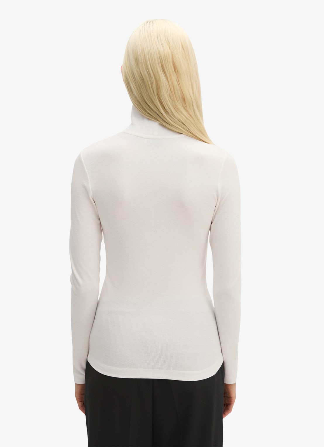 Marc O'Polo Longsleeve met col - achterkant 3 white cotton / wit