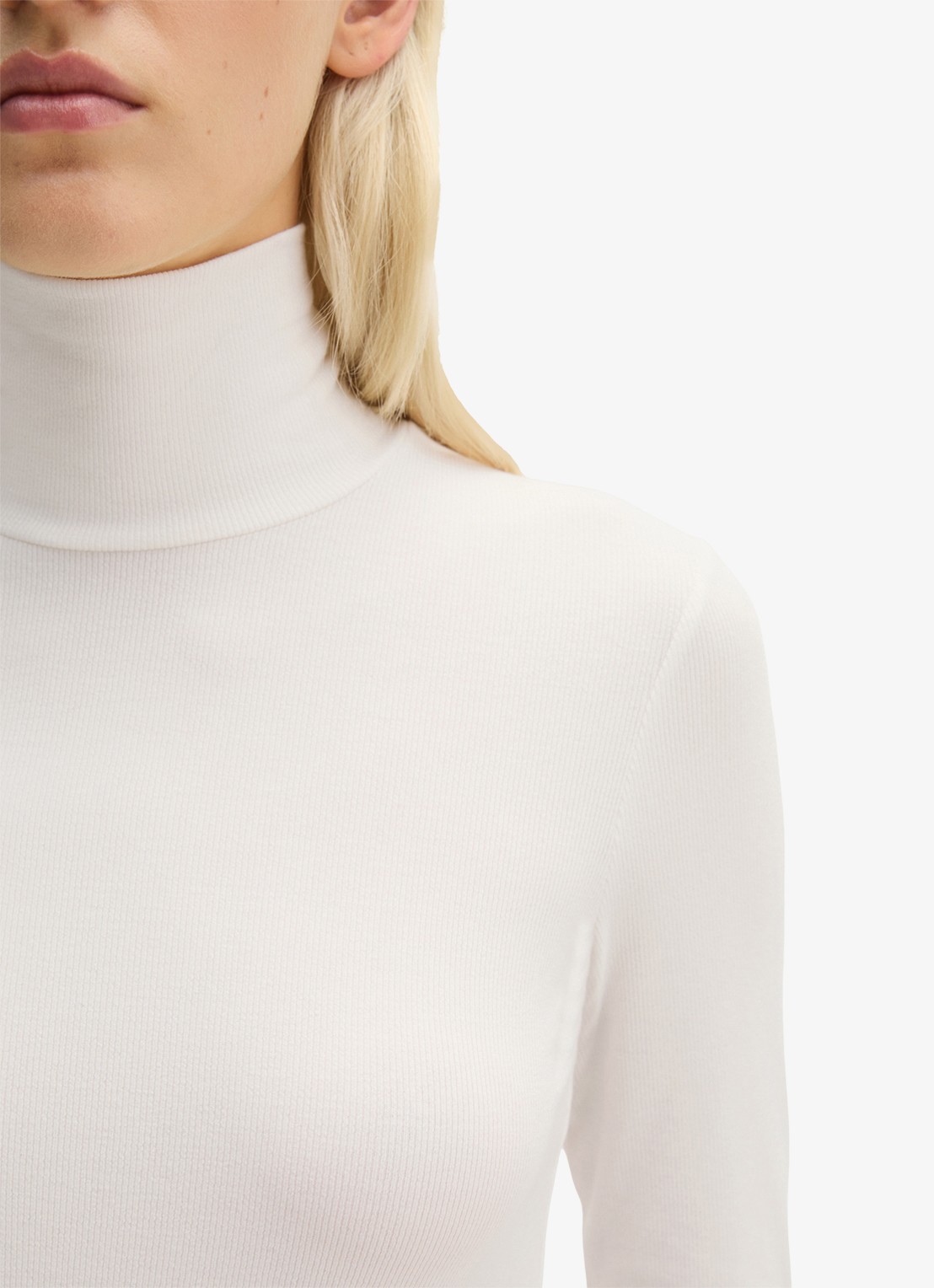 Marc O'Polo Longsleeve met col - detail 2 white cotton / wit