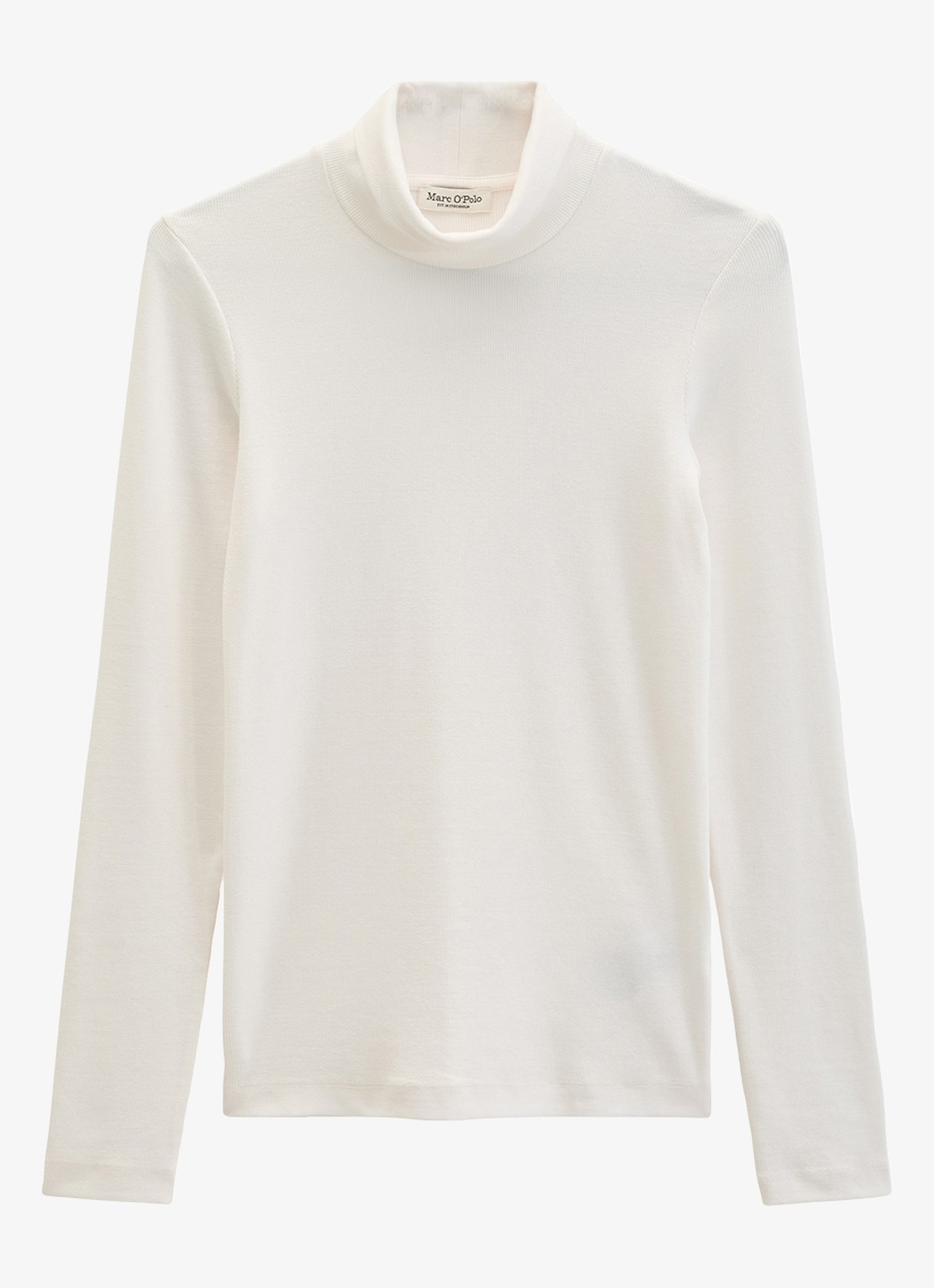 Marc O'Polo Longsleeve met col - voorkant 4 white cotton / wit