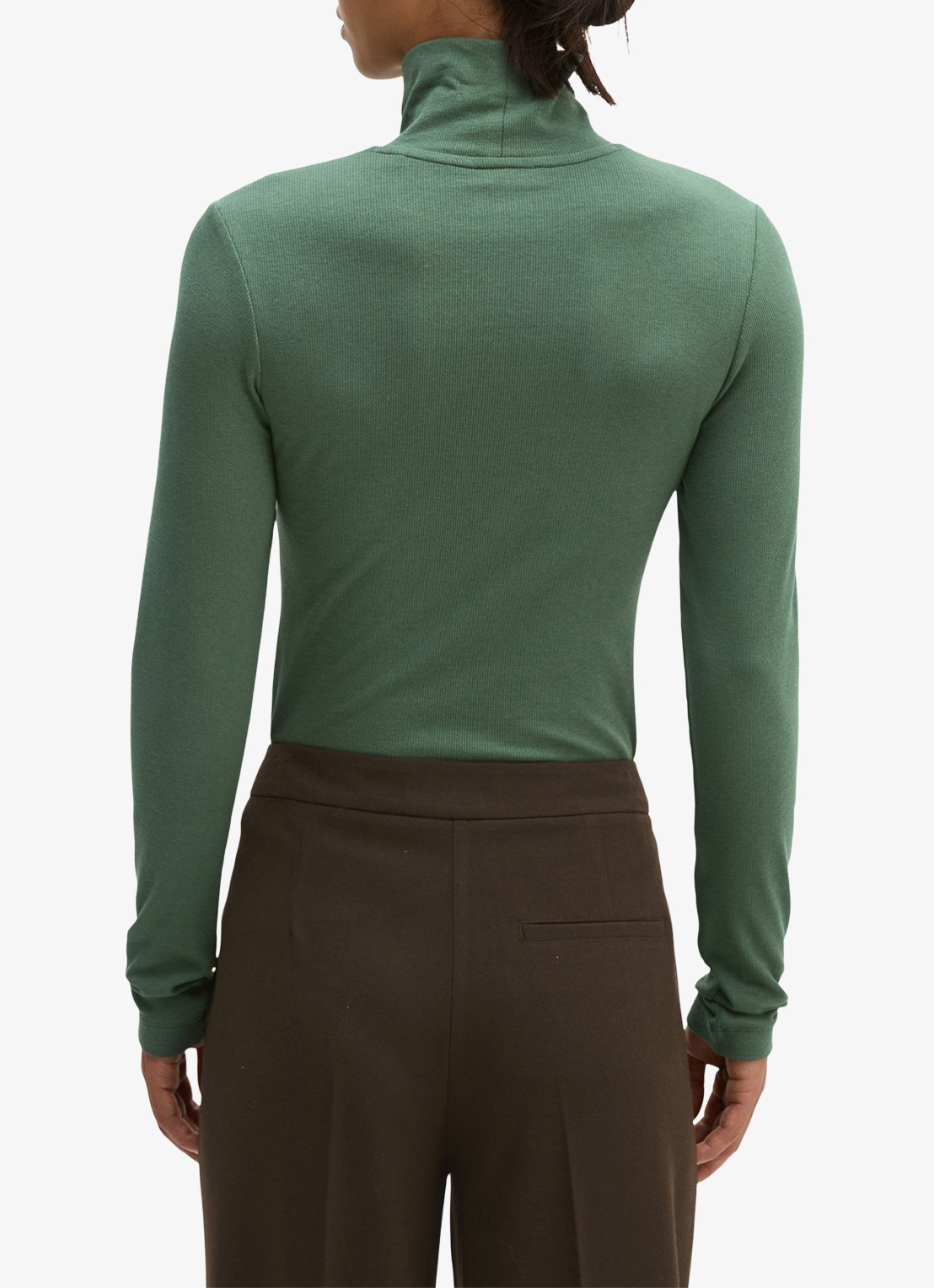 Marc O'Polo Longsleeve met col - achterkant 5 smooth sage / groen
