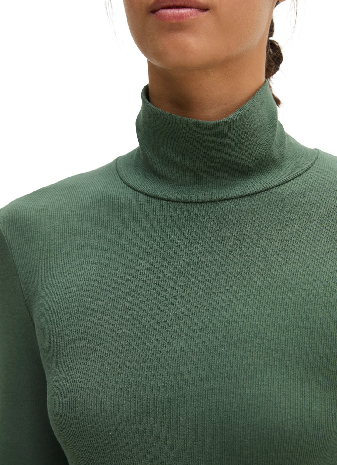 Marc O'Polo Longsleeve met col - detail 2 smooth sage / groen