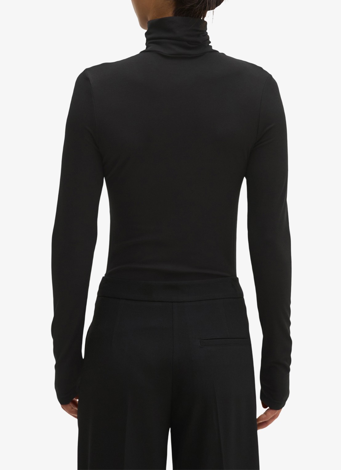 Marc O'Polo Longsleeve met col - achterkant 5 black / zwart