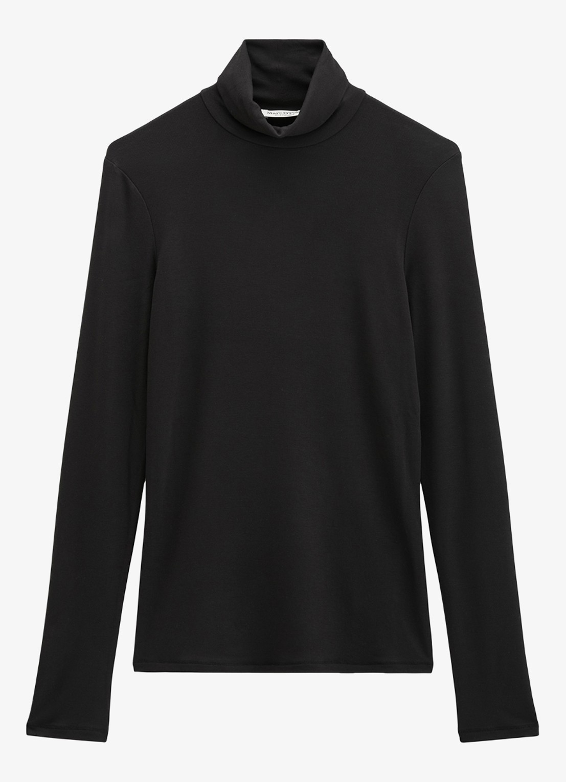 Marc O'Polo Longsleeve met col - voorkant 3 black / zwart