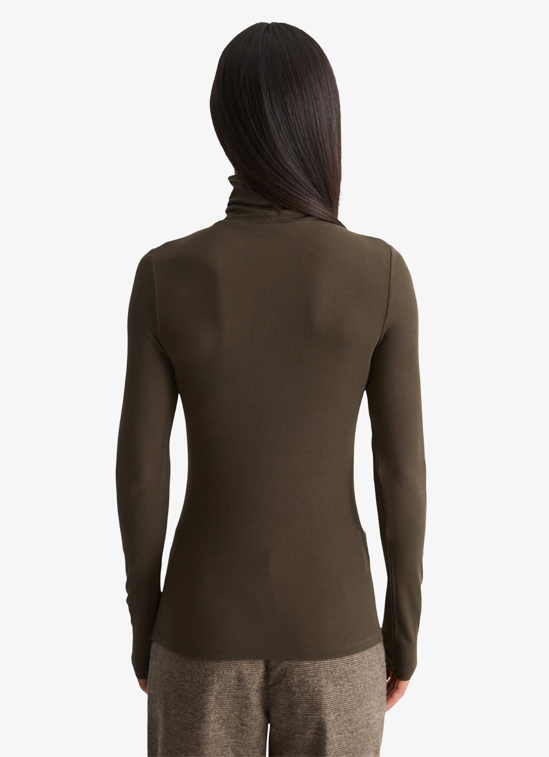 Marc O'Polo Longsleeve met col - achterkant 5 burnt coffee / bruin