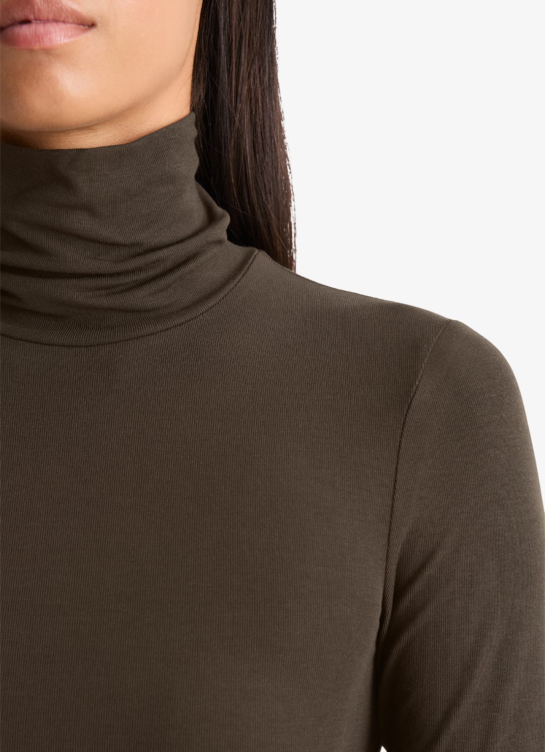 Marc O'Polo Longsleeve met col - detail 4 burnt coffee / bruin