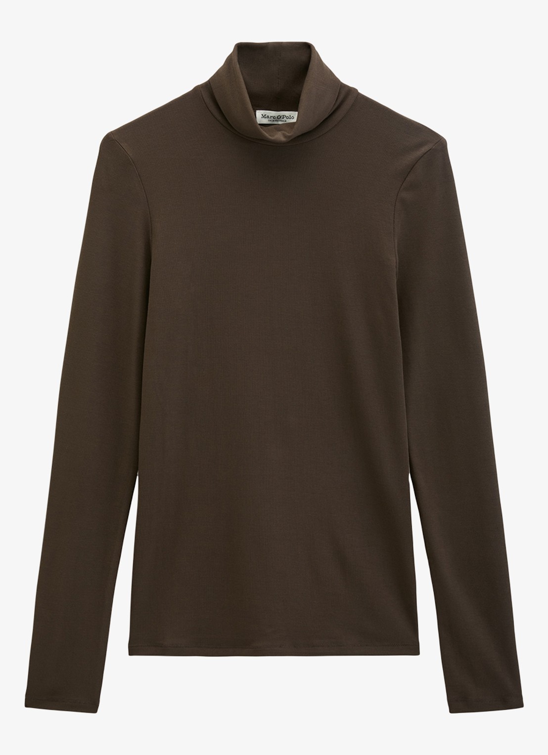 Marc O'Polo Longsleeve met col - voorkant burnt coffee / bruin