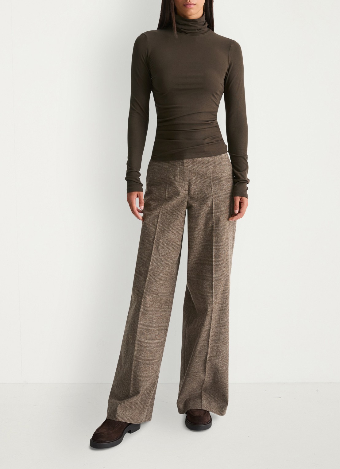 Marc O'Polo Longsleeve met col - voorkant 2 burnt coffee / bruin
