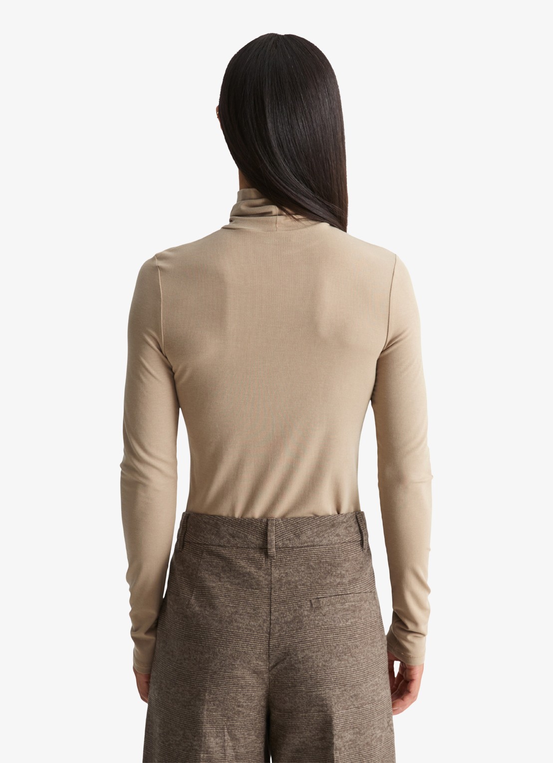 Marc O'Polo Longsleeve met col - achterkant 5 earthy taupe / taupe