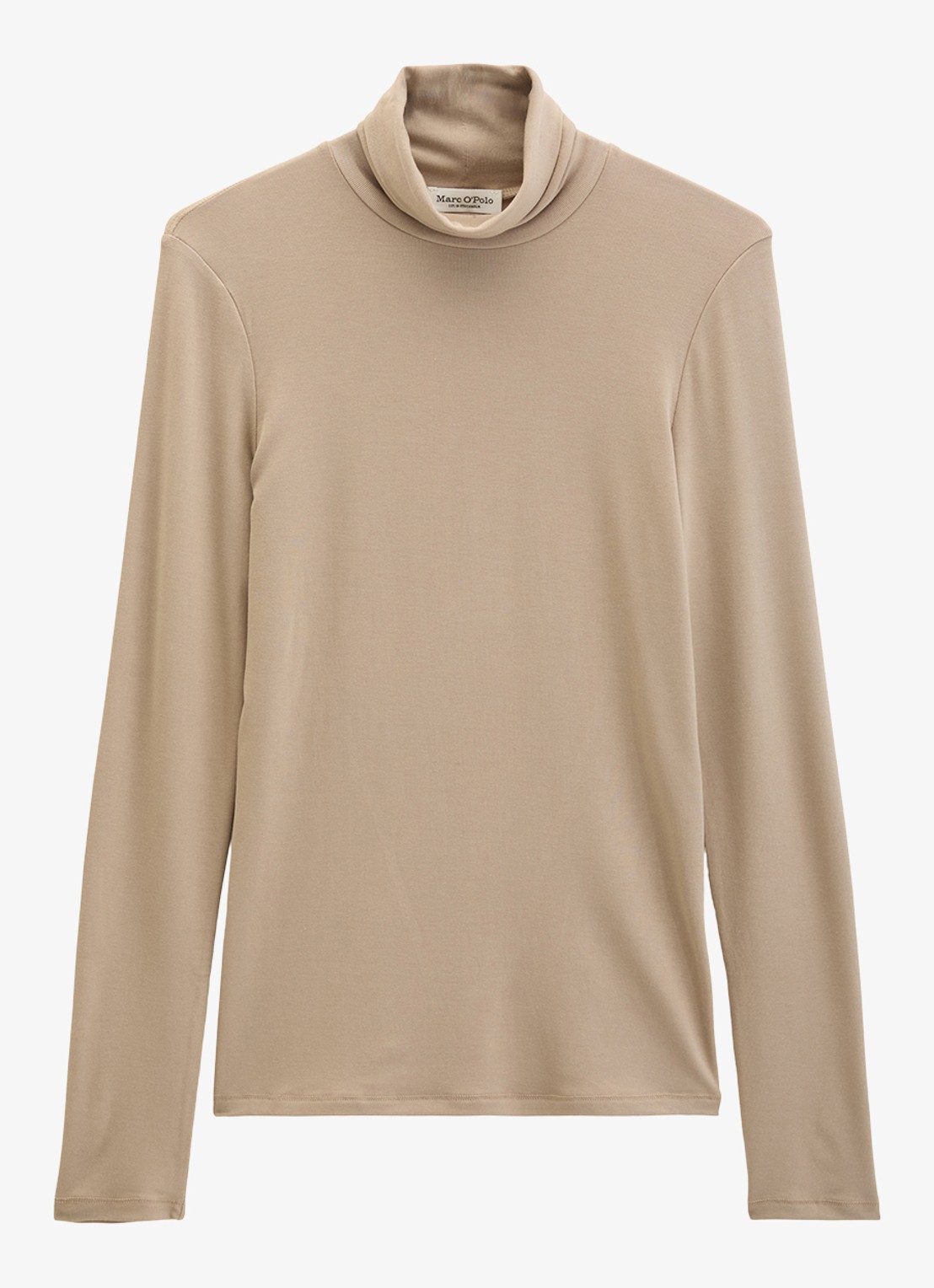 Marc O'Polo Longsleeve met col - voorkant earthy taupe / taupe