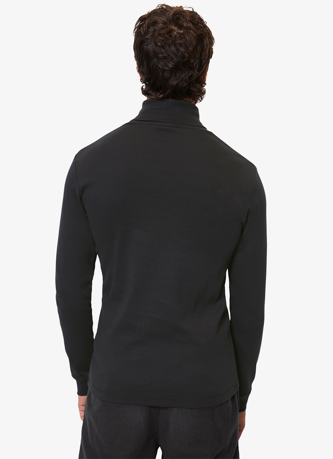 Marc O'Polo Longsleeve met col - achterkant 3 zwart