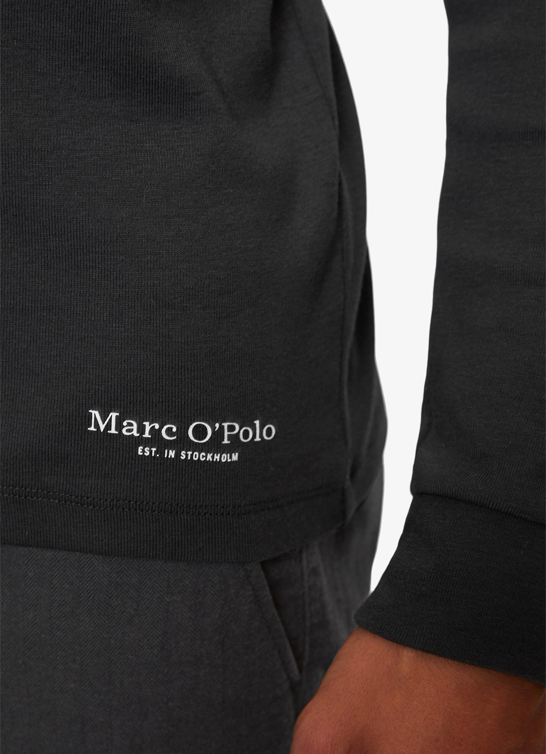 Marc O'Polo Longsleeve met col - detail 4 zwart