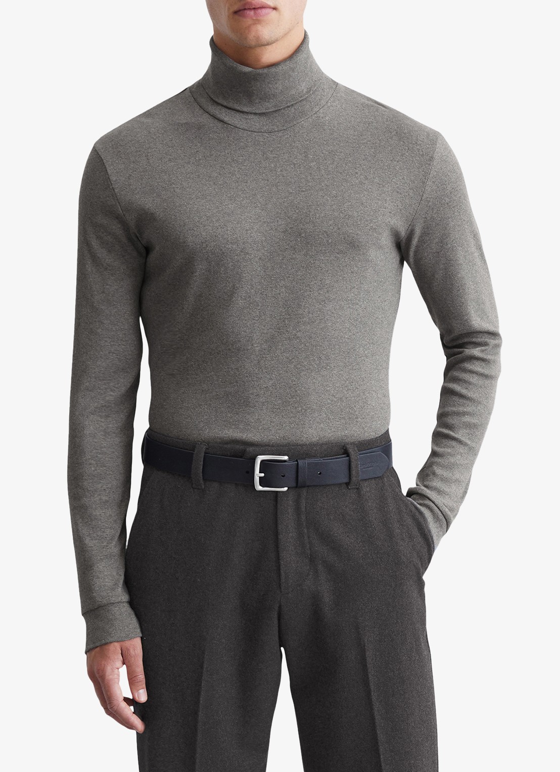 Marc O'Polo Longsleeve met col - detail 2 grijsmele