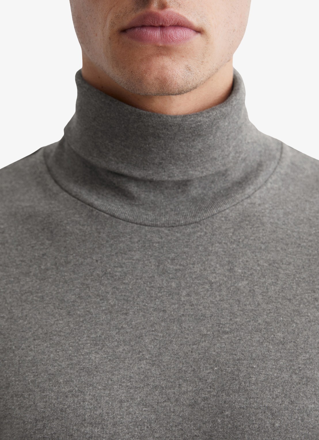Marc O'Polo Longsleeve met col - detail 3 grijsmele