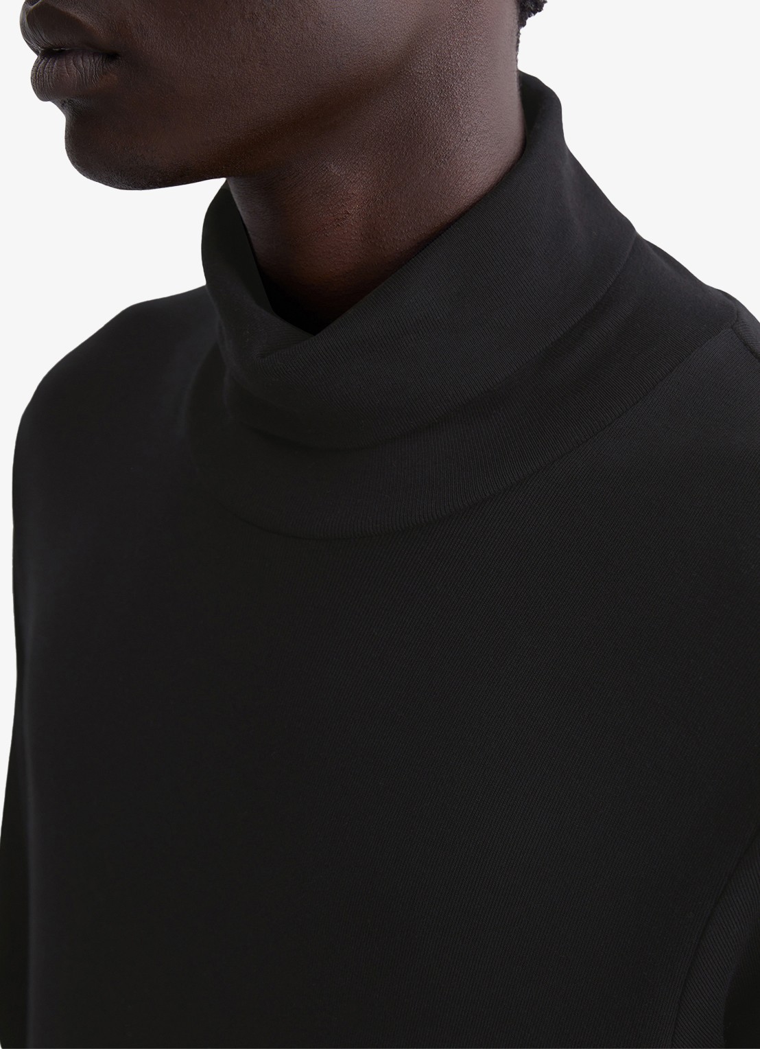 Marc O'Polo Longsleeve met col - detail 3 black-990 / zwart