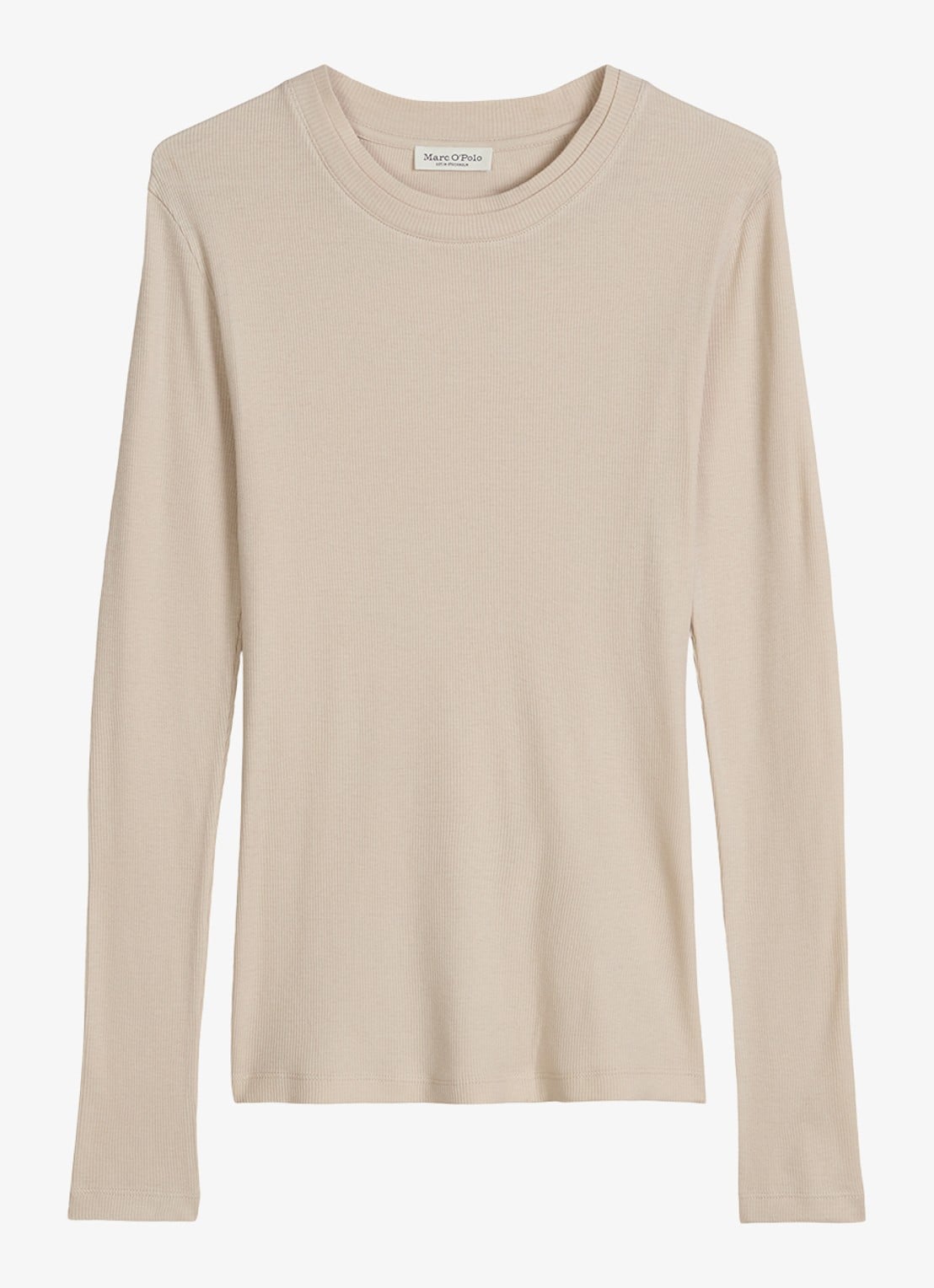 Marc O'Polo Longsleeve met ribstructuur - voorkant 4 beige