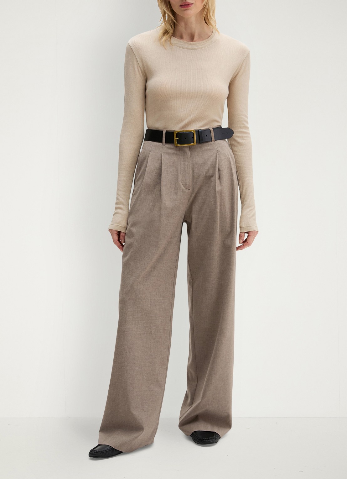 Marc O'Polo Longsleeve met ribstructuur - voorkant 5 beige