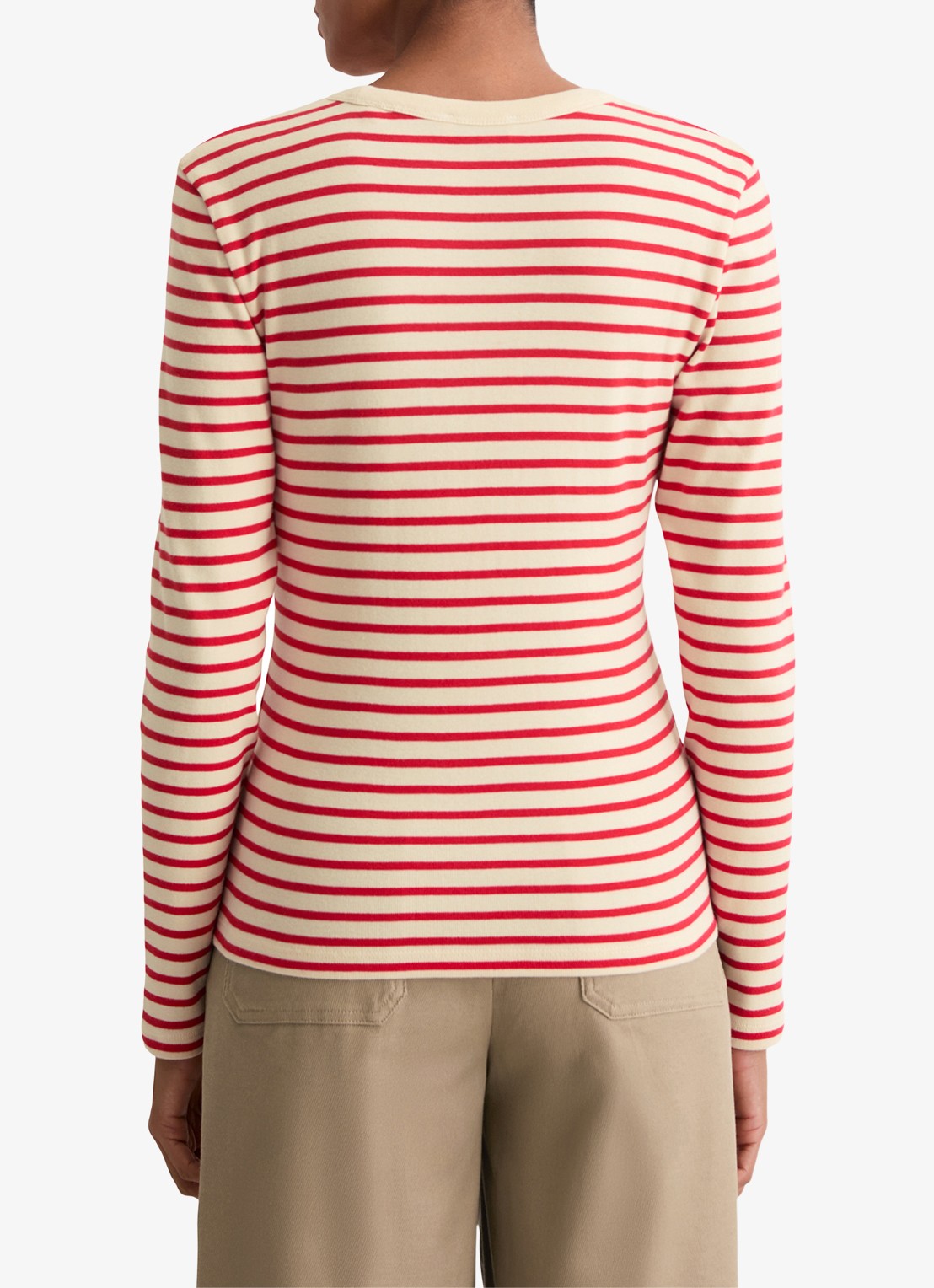 Marc O'Polo Longsleeve met streepprint - achterkant 5 rood