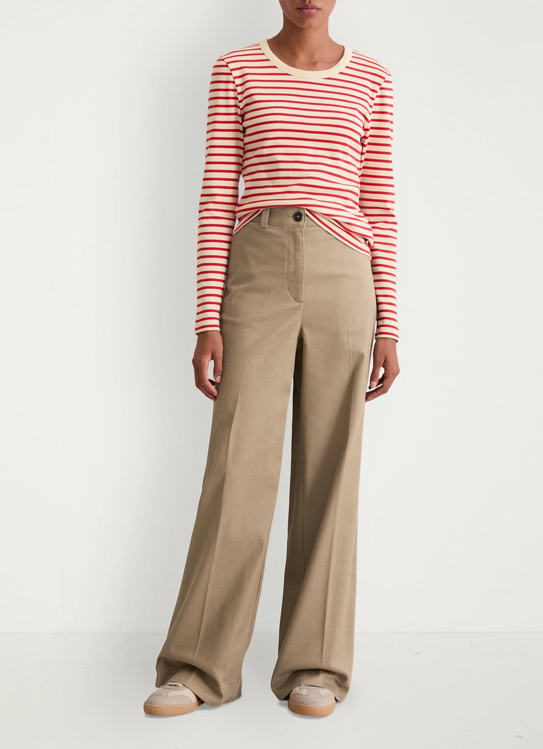 Marc O'Polo Longsleeve met streepprint - voorkant 2 rood