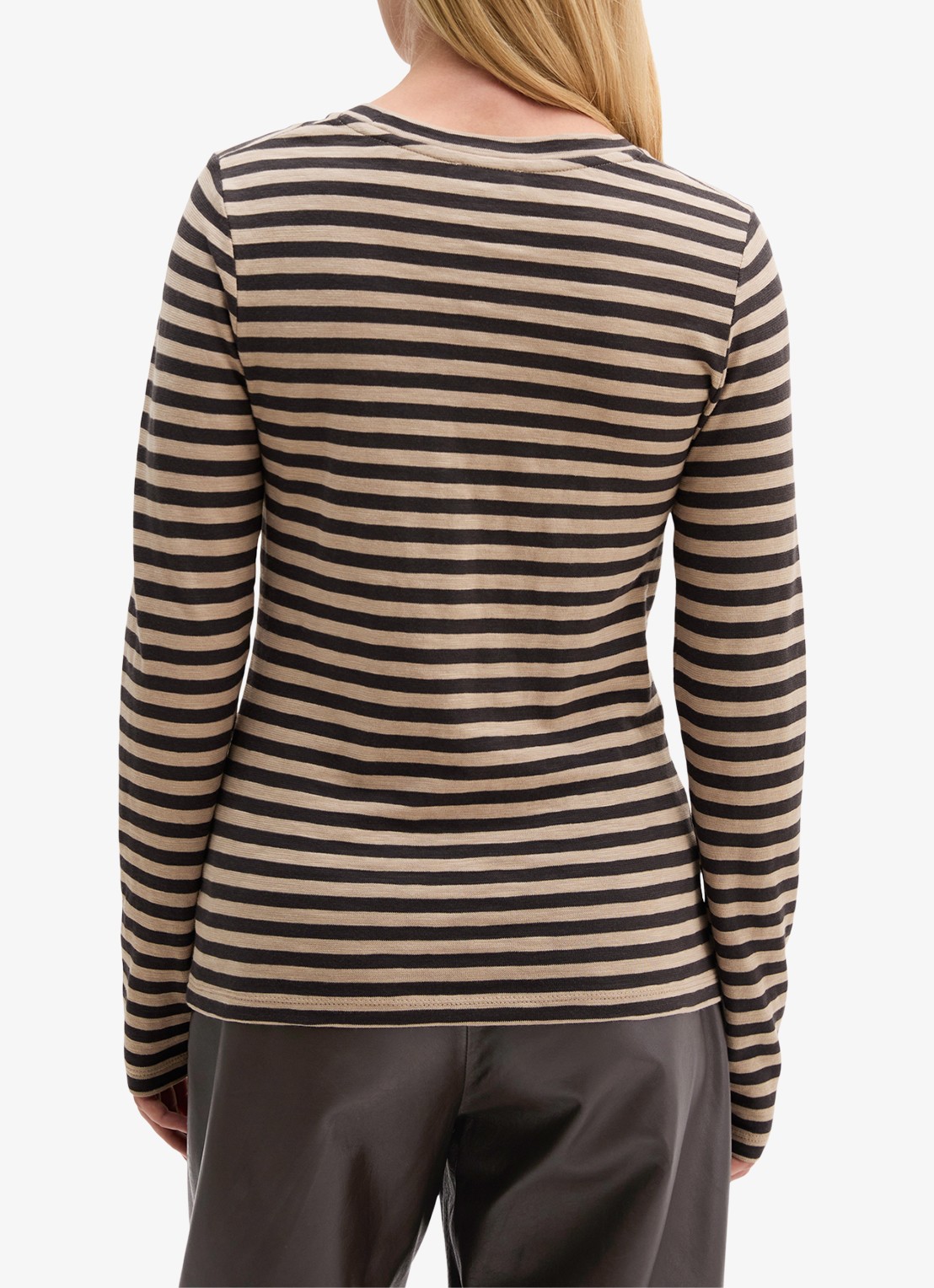 Marc O'Polo Longsleeve met streepprint - achterkant lichtgeel