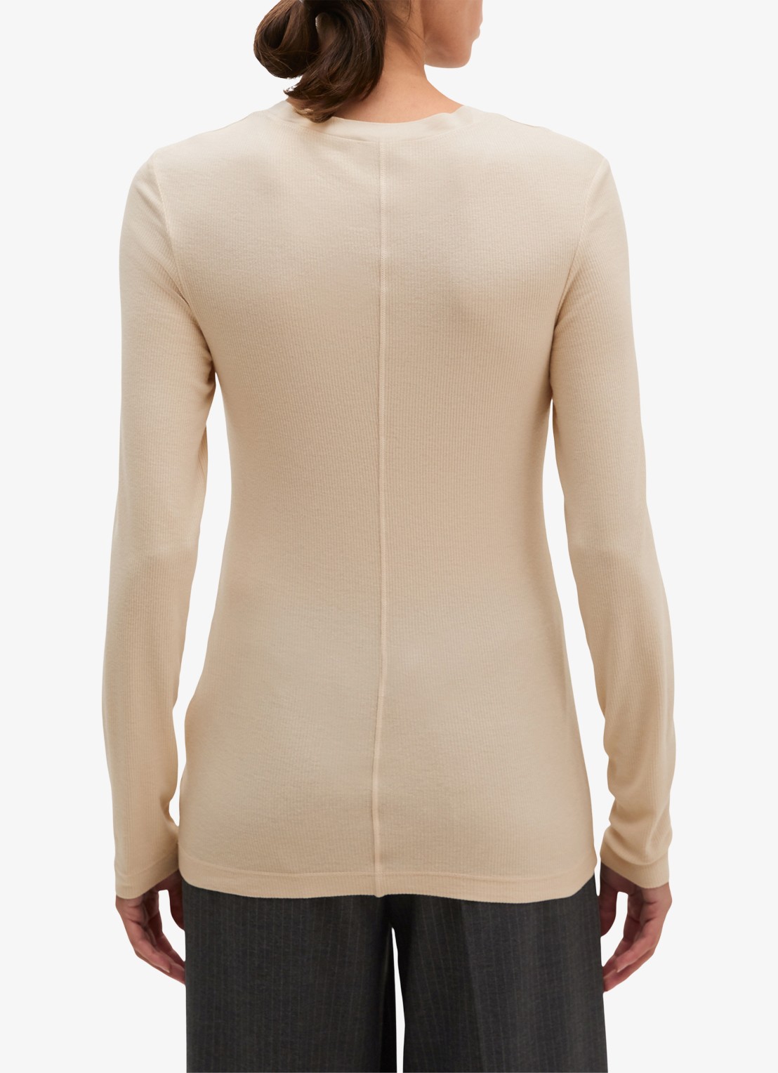 Marc O'Polo Longsleeve met stretch - achterkant 5 naturel