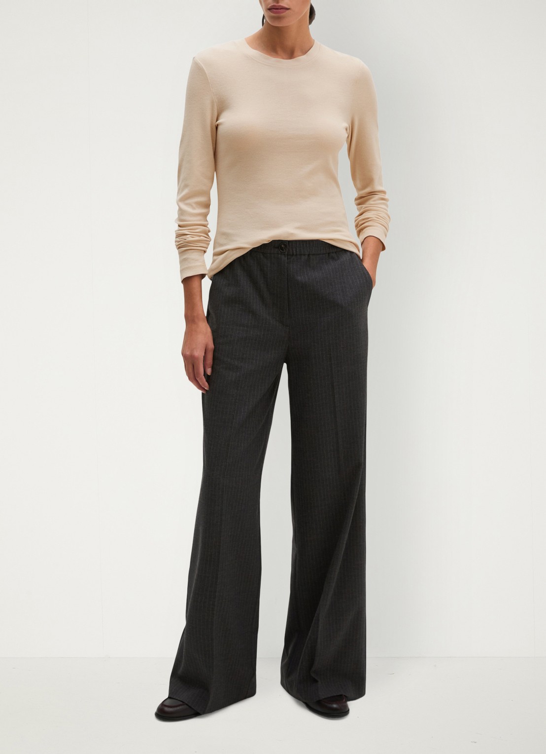 Marc O'Polo Longsleeve met stretch - voorkant 2 naturel