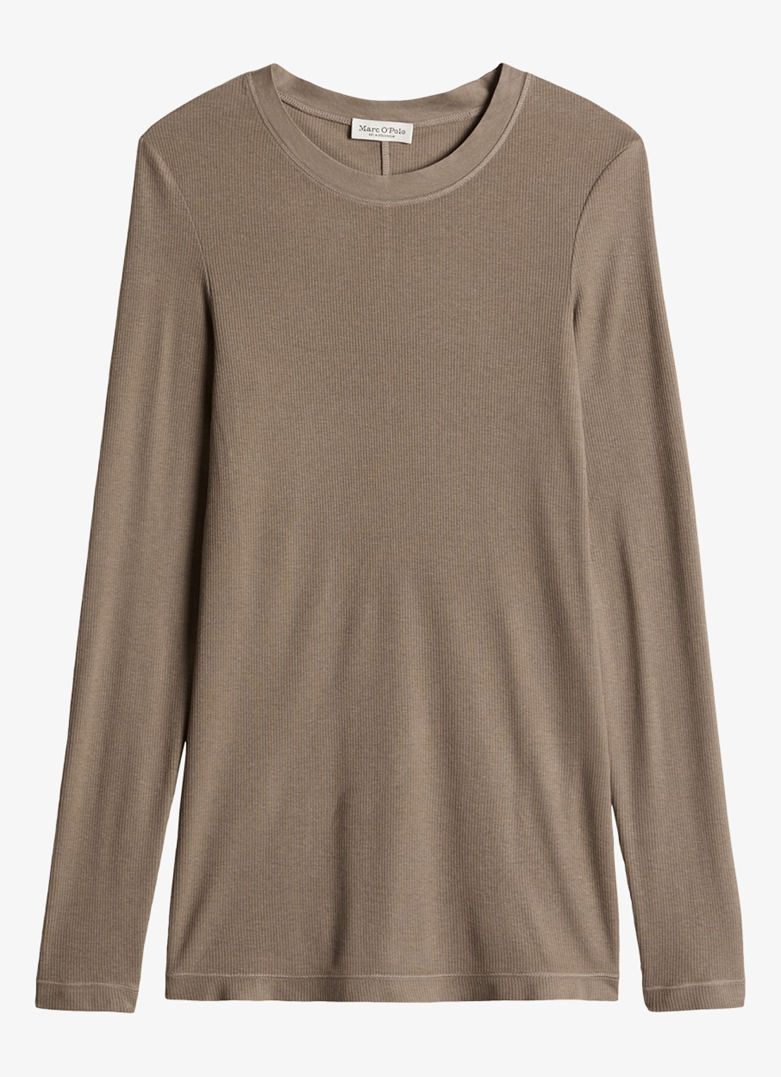 Marc O'Polo Longsleeve met stretch - voorkant taupe