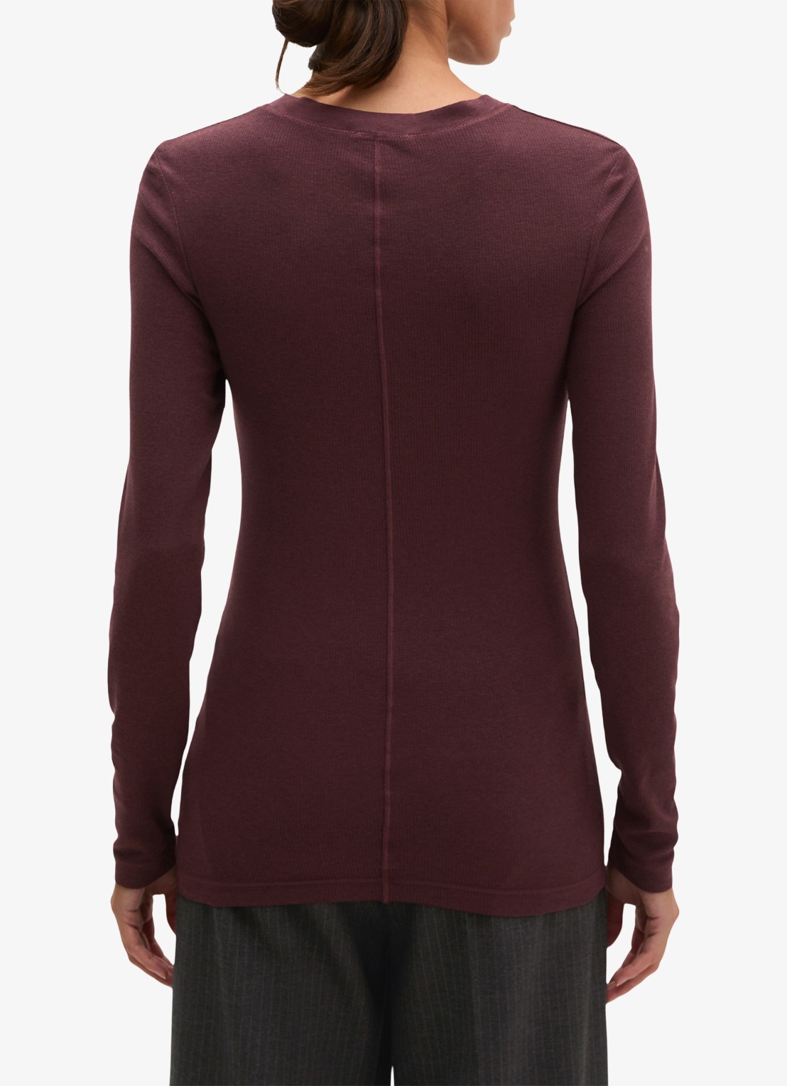 Marc O'Polo Longsleeve met stretch - achterkant 5 bordeauxrood