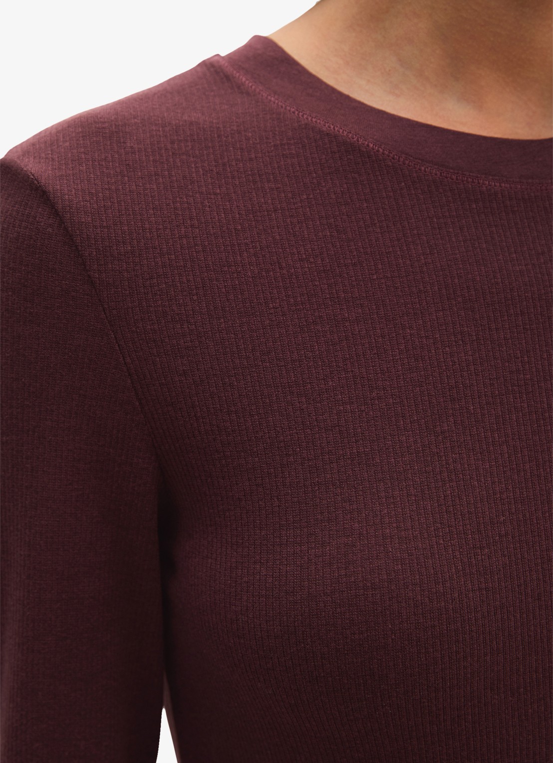 Marc O'Polo Longsleeve met stretch - detail 4 bordeauxrood