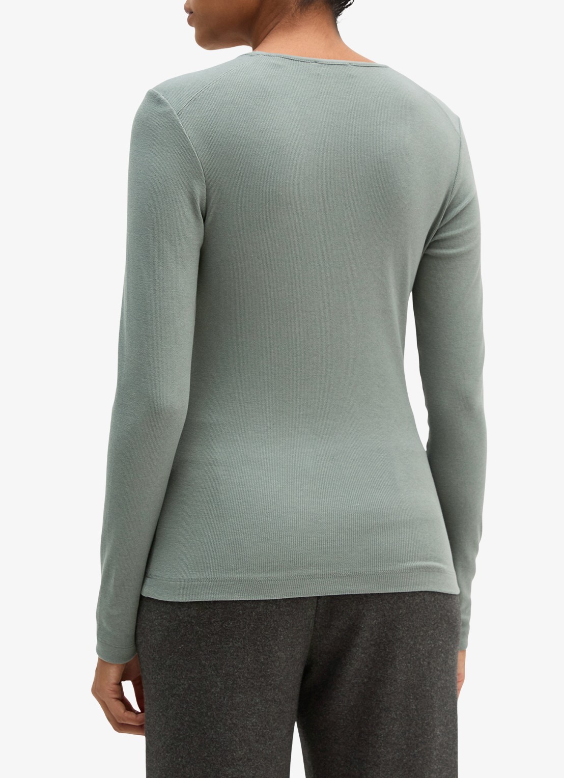 Marc O'Polo Longsleeve met stretch - achterkant blauwgrijs