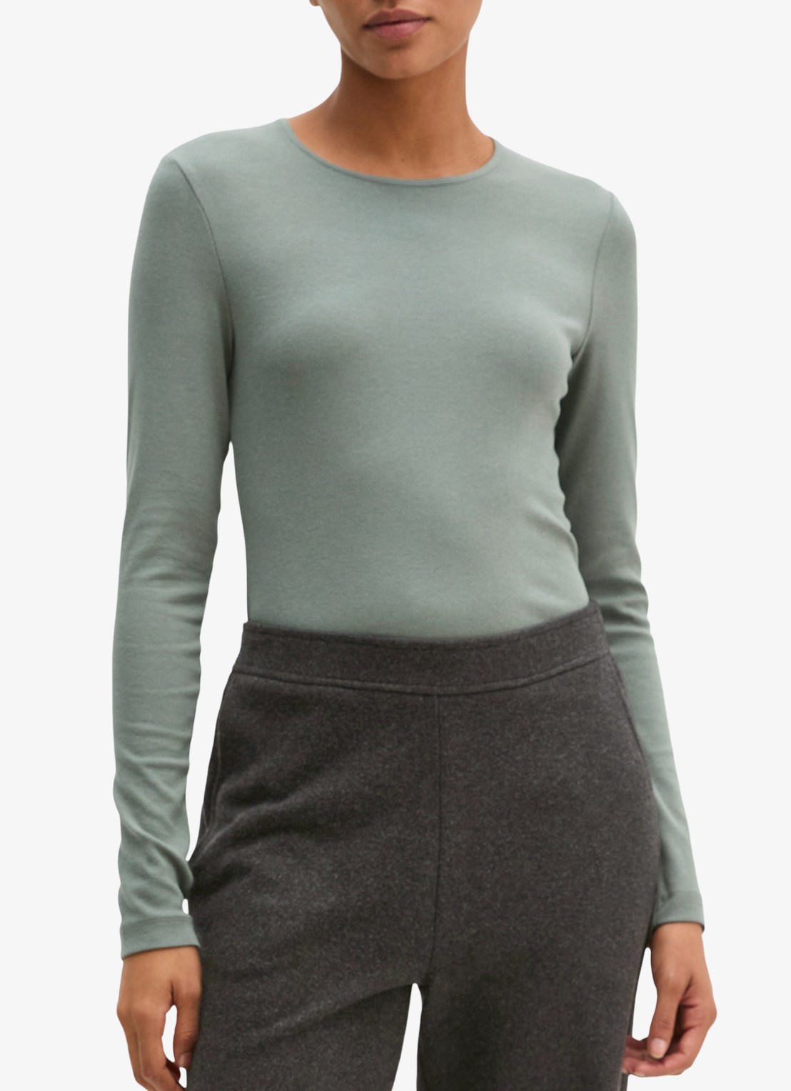 Marc O'Polo Longsleeve met stretch - detail 2 blauwgrijs