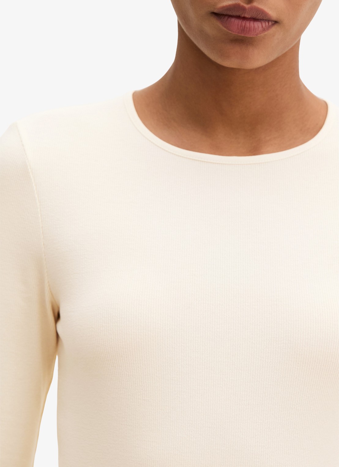 Marc O'Polo Longsleeve met stretch - detail 2 gebroken wit