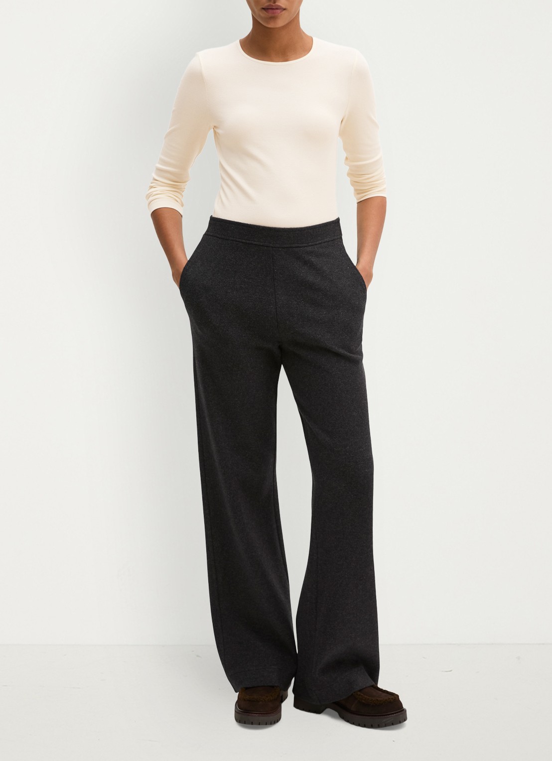 Marc O'Polo Longsleeve met stretch - voorkant 4 gebroken wit