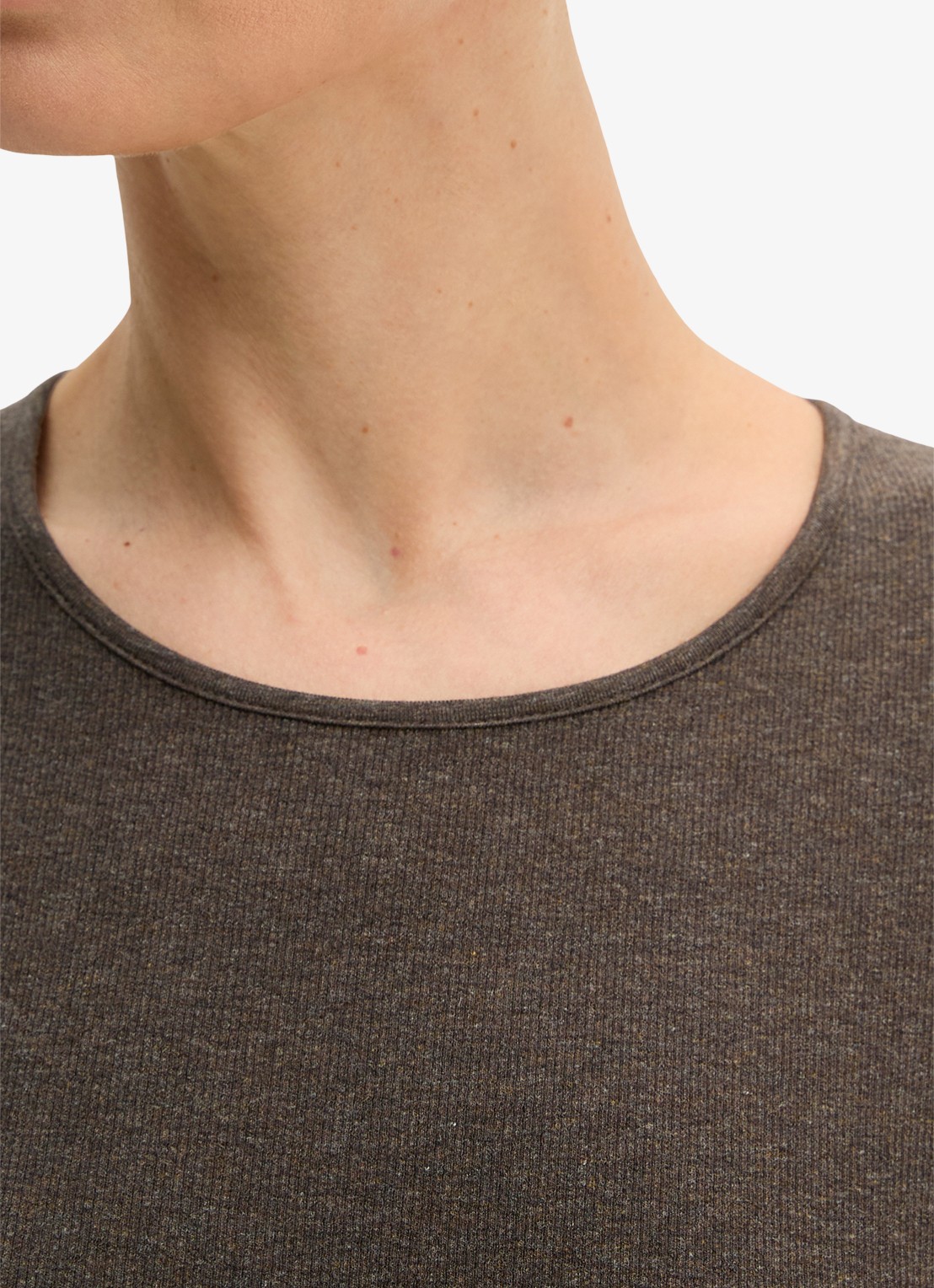 Marc O'Polo Longsleeve met stretch - detail 3 bruin