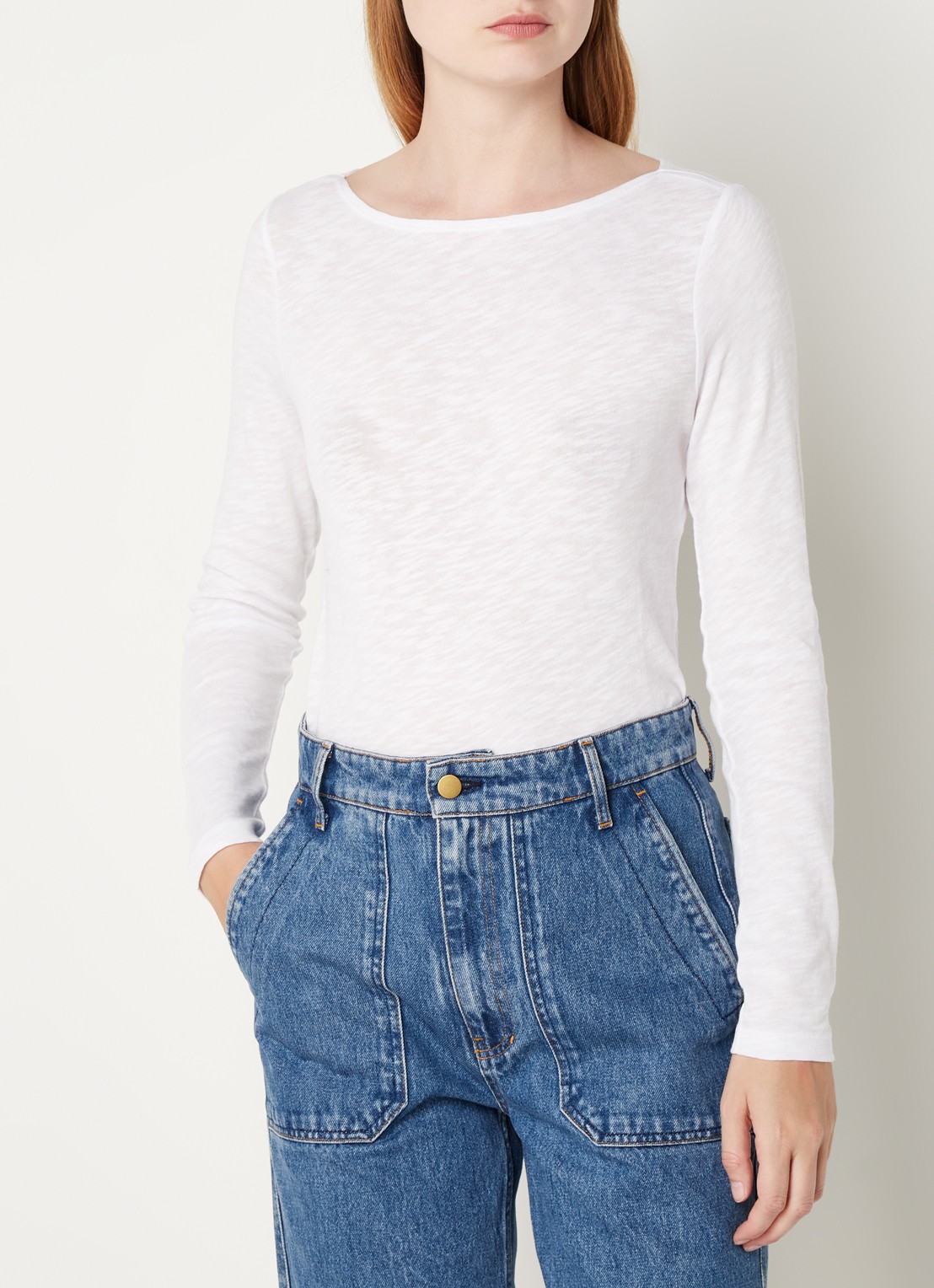 Marc O'Polo Longsleeve van  katoen met gemêleerd dessin - detail wit