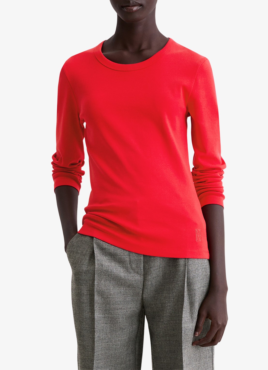 Marc O'Polo Longsleeve van katoen - detail 4 koraalrood