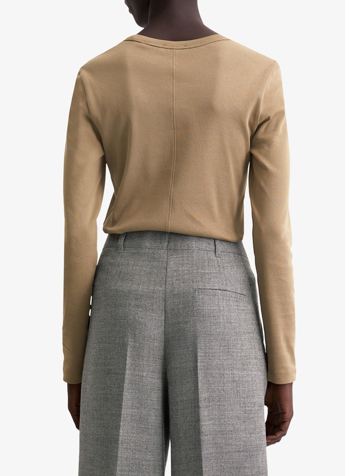 Marc O'Polo Longsleeve van katoen - achterkant 5 bruin