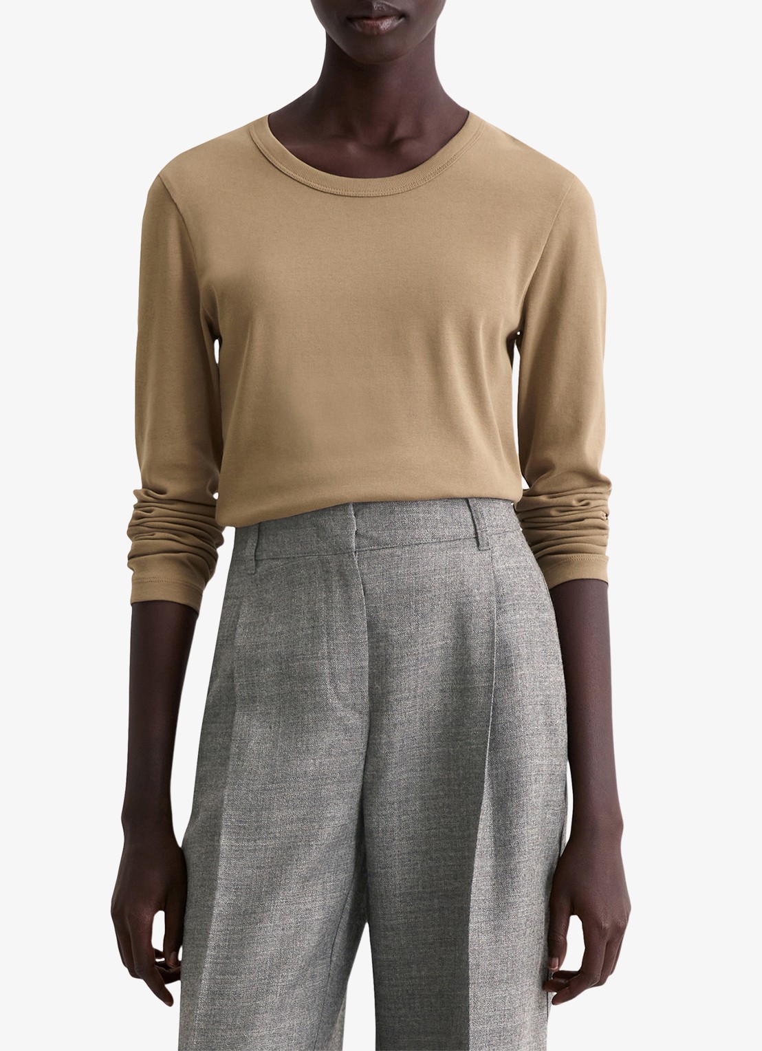 Marc O'Polo Longsleeve van katoen - detail 3 bruin