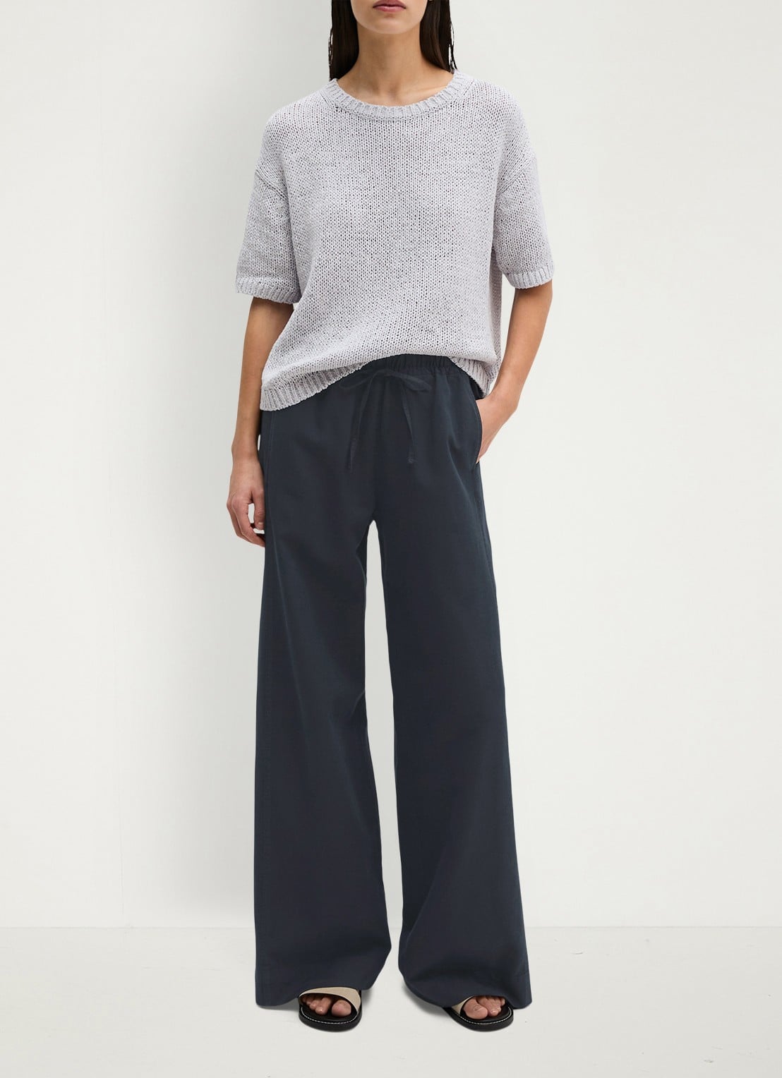 Marc O'Polo Loose fit broek in lyocell blend - voorkant 3 donkerblauw