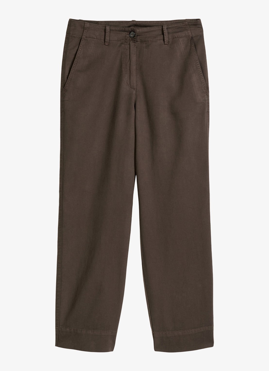 Marc O'Polo Loose fit broek met steekzakken - voorkant 4 donkerbruin