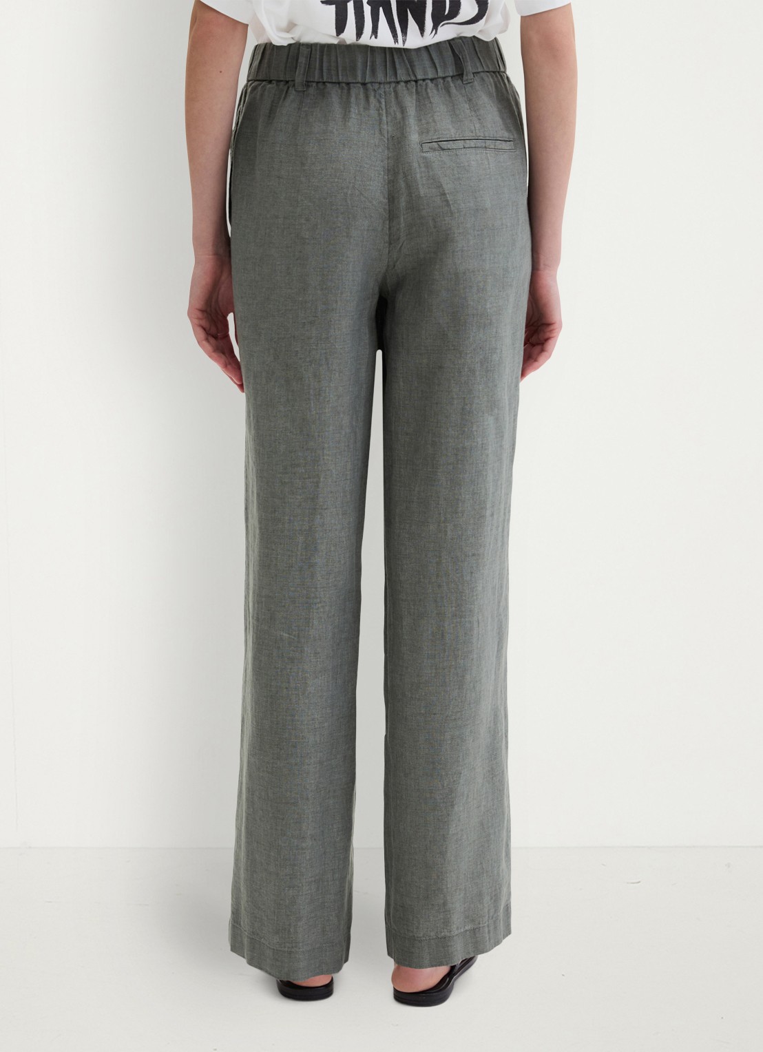 Marc O'Polo Loose fit broek met trekkoord - achterkant 3 slate grey melange-0777 / grijs