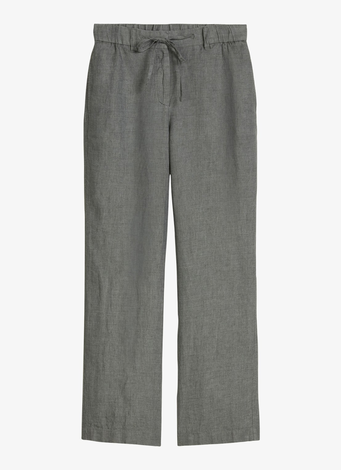 Marc O'Polo Loose fit broek met trekkoord - voorkant 5 slate grey melange-0777 / grijs
