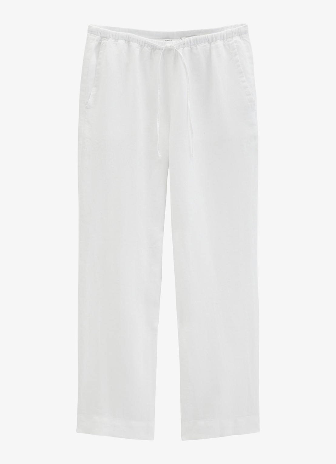 Marc O'Polo Loose fit palazzo broek van linnen met steekzakken - voorkant 2 white-0163 / wit