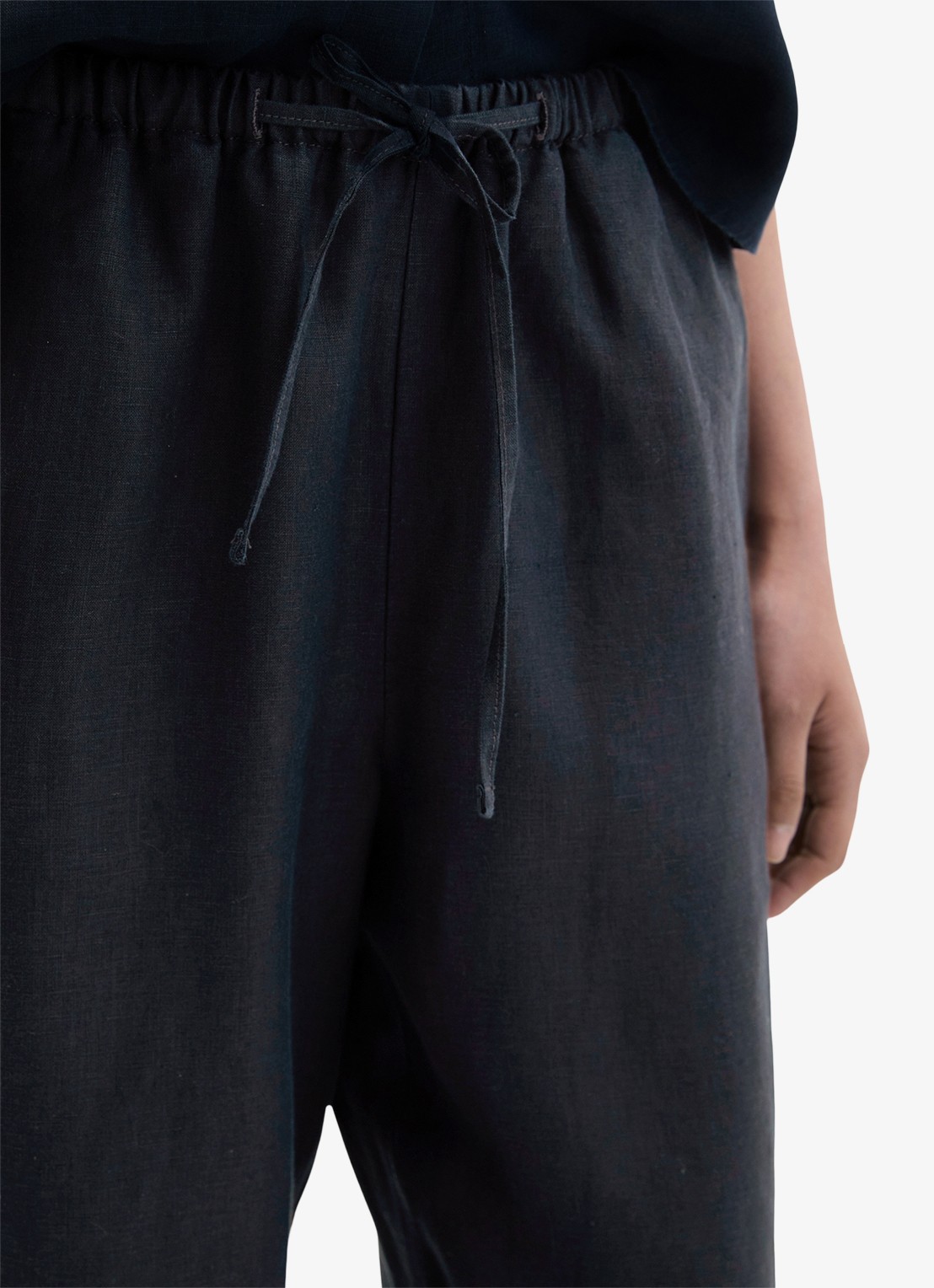 Marc O'Polo Loose fit palazzo broek van linnen met steekzakken - detail 5 deep night blue-4300 / blauw