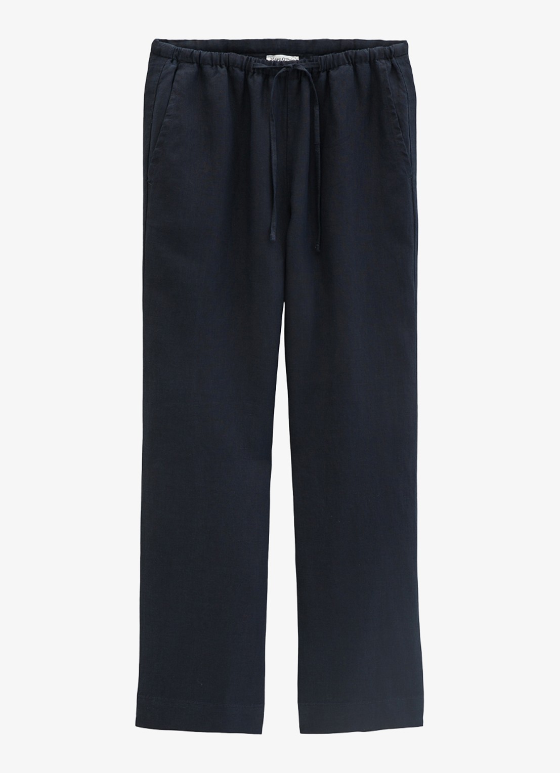 Marc O'Polo Loose fit palazzo broek van linnen met steekzakken - voorkant 3 deep night blue-4300 / blauw