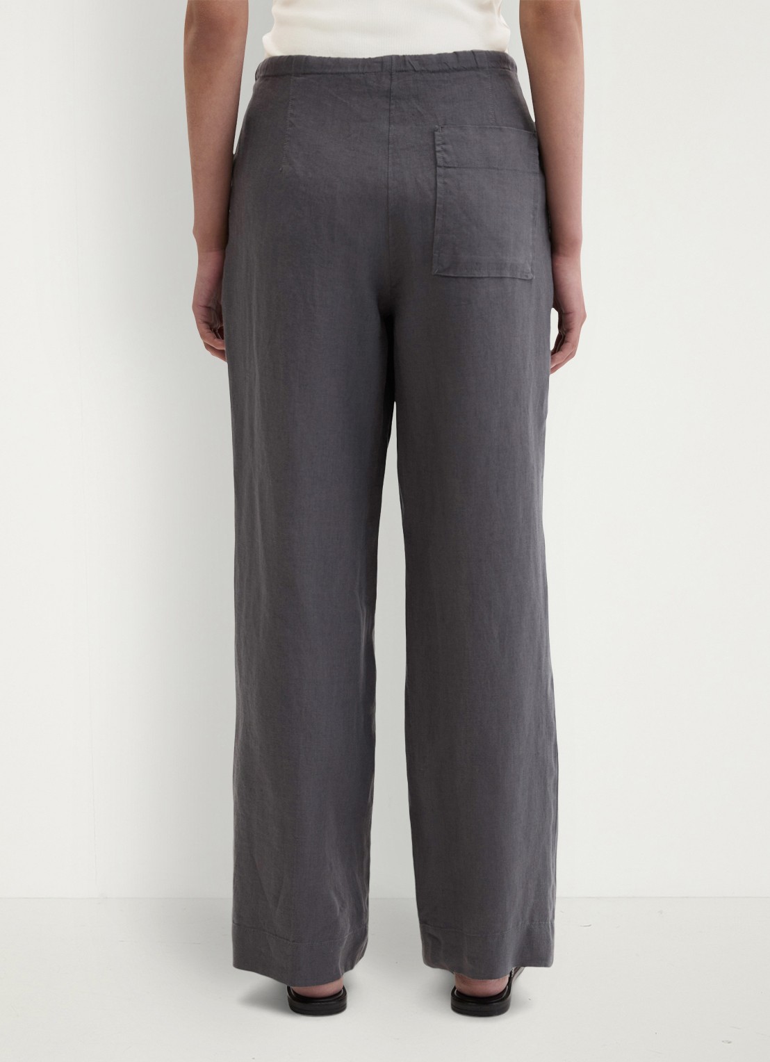 Marc O'Polo Loose fit palazzo broek van linnen met steekzakken - achterkant oxide grey-0364 / grijs